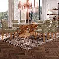 Mesa de Jantar 6 Lugares Genova com Vidro 615523