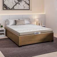 Cama Box Casal Desmontável Com Colchão Molas Flora 138x188x51cm Bege / Cedro Gazin - Suporta até 110