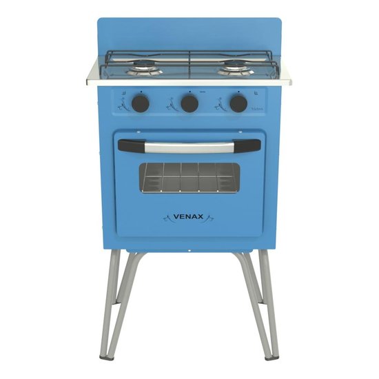 Fogao a Gas 2 Bocas Venax Gemini Vetro Azul