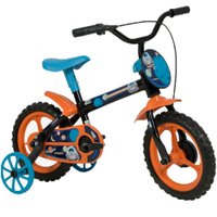 Bicicleta Infantil Aro 12 Athor - Preta com Kit laranja com Azul