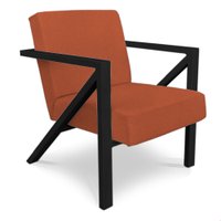 Poltrona Para Sala de Estar Angel Veludo Boucle Terra Base Metálica Preta - Pallazio