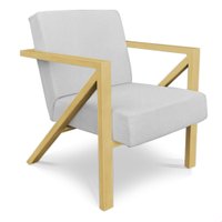 Poltrona Para Sala de Estar Angel Corano Branco Base Metálica Dourada - Pallazio