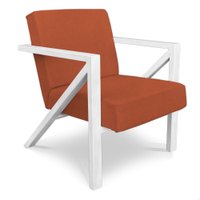 Poltrona Para Sala de Estar Angel Veludo Boucle Terra Base Metálica Branca - Pallazio
