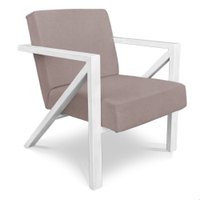 Poltrona Para Sala de Estar Angel Veludo Boucle Rosa Bebê Base Metálica Branca - Pallazio