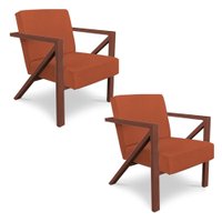 Kit 2 Poltronas Para Sala de Estar Angel Veludo Boucle Terra Base Metálica Cobre - Pallazio