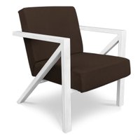 Poltrona Para Sala de Estar Angel Corano Marrom Base Metálica Branca - Pallazio