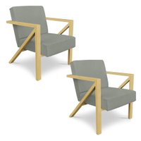 Kit 2 Poltronas Para Sala de Estar Angel Veludo Boucle Bege Gelo Base Metálica Dourada - Pallazio