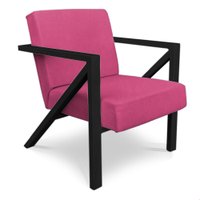 Poltrona Para Sala de Estar Angel Corano Rosa Base Metálica Preta - Pallazio