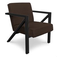 Poltrona Para Sala de Estar Angel Corano Marrom Base Metálica Preta - Pallazio
