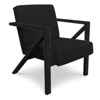 Poltrona Para Sala de Estar Angel Corano Preto Base Metálica Preta - Pallazio