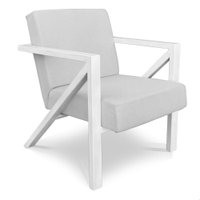 Poltrona Para Sala de Estar Angel Corano Branco Base Metálica Branca - Pallazio