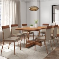 Conjunto Sala de Jantar Paris 6 Cadeiras Carraro Areia/Rose/Nogal