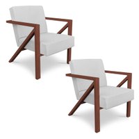 Kit 2 Poltronas Para Sala de Estar Angel Corano Branco Base Metálica Cobre - Pallazio