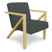 Poltrona Para Sala de Estar Angel Veludo Boucle Cinza Base Metálica Dourada - Pallazio