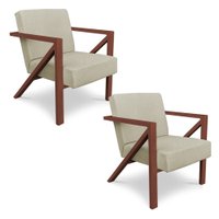 Kit 2 Poltronas Para Sala de Estar Angel Corano Bege Base Metálica Cobre - Pallazio