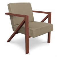 Poltrona Para Sala de Estar Angel Linho Palha Base Metálica Cobre - Pallazio