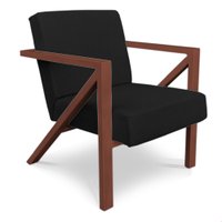 Poltrona Para Sala de Estar Angel Corano Preto Base Metálica Cobre - Pallazio