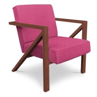 Poltrona Para Sala de Estar Angel Corano Rosa Base Metálica Cobre - Pallazio