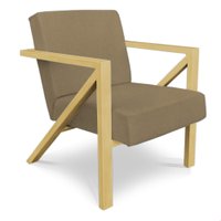 Poltrona Para Sala de Estar Angel Veludo Boucle Marfim Base Metálica Dourada - Pallazio