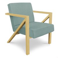 Poltrona Para Sala de Estar Angel Veludo Boucle Verde Sage Base Metálica Dourada - Pallazio