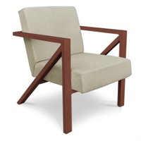 Poltrona Para Sala de Estar Angel Corano Bege Base Metálica Cobre - Pallazio