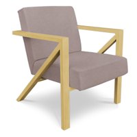 Poltrona Para Sala de Estar Angel Veludo Boucle Rosa Bebê Base Metálica Dourada - Pallazio