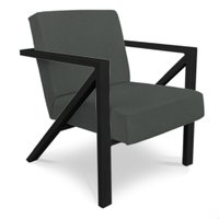 Poltrona Para Sala de Estar Angel Veludo Boucle Cinza Base Metálica Preta - Pallazio