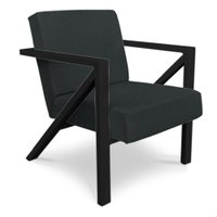 Poltrona Para Sala de Estar Angel Veludo Boucle Grafite Base Metálica Preta - Pallazio