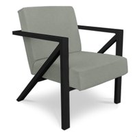 Poltrona Para Sala de Estar Angel Veludo Boucle Bege Gelo Base Metálica Preta - Pallazio