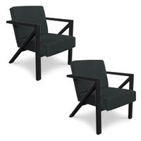 Kit 2 Poltronas Para Sala de Estar Angel Veludo Boucle Grafite Base Metálica Preta - Pallazio