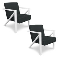 Kit 2 Poltronas Para Sala de Estar Angel Veludo Boucle Grafite Base Metálica Branca - Pallazio
