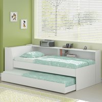 Cama Solteiro Bicama Estante +luz+2colc Ditália BB2829 cor:branco