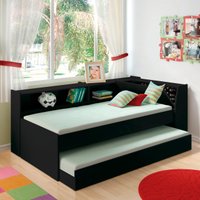 Cama Solteiro Bicama Estante +luz+2colc Ditália BB2829 cor:preto