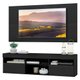 Rack com Painel e Suporte para TV até 65" com 2 Portas Londres Multimóveis Preto
