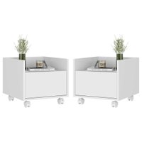 Kit com 2 Mesas de Cabeceira 40cm com Rodízios Multimóveis V4045