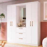 Guarda-Roupa com Espelho C/ 4 Portas 3 Gavetas Siena Multimóveis VCR4151