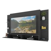 Painel TV 60" c/ prateleiras de vidro Nairóbi Multimóveis Preto