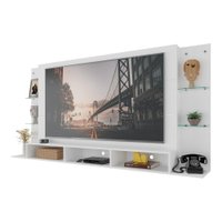 Painel TV 65" c/ Prateleiras de Vidro Nairóbi Plus Multimóveis Branco
