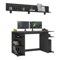 Conjunto Mesa Gamer e Prateleira Multimóveis MP7005 Preto