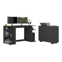 Conjunto Mesa Gamer e Balcão 3 Portas Multimóveis MP7003 Preto