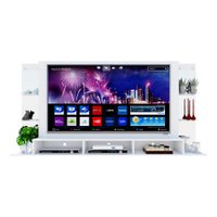 Painel TV 65" c/ Suporte, Espelho e Prateleiras de Vidro Nairóbi Plus Multimóveis Branco