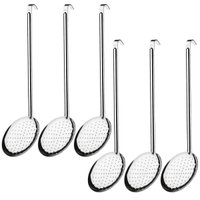 Kit 6 Escumadeiras Fritura Grande Cozinha Industrial Pastel Espumadeira Aço Inox