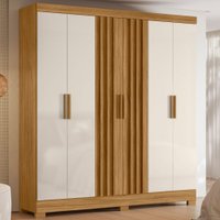 Guarda Roupa 6 Portas 2 Gavetas Moval Valença - Freijo/Off White 619925