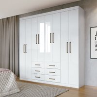 Guarda Roupa 8 Portas 6 Gavetas com Espelhos Liverpool Santos Andirá - 622052