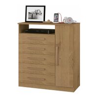 Cômoda 91cm 5 Gavetas 1 Porta Multimóveis CR35149 Canelato Rústico