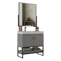 Gabinete Banheiro 79cm com Cuba e Espelheira Multimóveis CR10108 Cimento