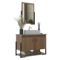 Gabinete Banheiro 60cm 2 Portas com Cuba e Espelheira Multimóveis CR10106 Noce/Cimento