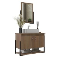Gabinete Banheiro 60cm 2 Portas com Cuba e Espelheira Multimóveis CR10106 Noce