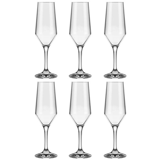 Jogo 6 Taças Champanhe Espumante 186ml SM Buffet Nadir Figueiredo Vidro Transparente