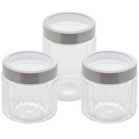Kit 3 Porta Mantimentos de Vidro Sydney Lyor 870ml e 1,2L Pote com Tampa Inox
